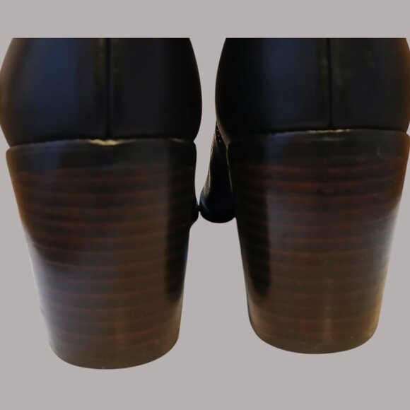 HALOGEN By Nordstrom Black Leather Zip Ankle Strap Boots EUC - Picture 10 of 14